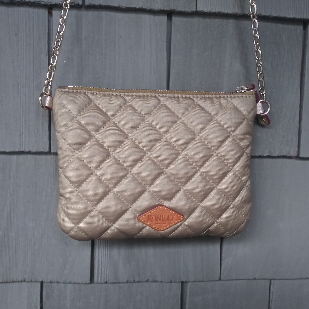 MZ Wallace Ruby Gold Quilted Crossbody Handbag